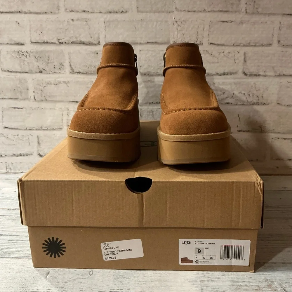 UGG NIB Women's Size 9 UGG Cityfunc Ultra Mini Chestnut